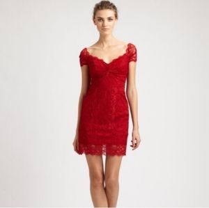 Nicole Miller Red Lace Dress